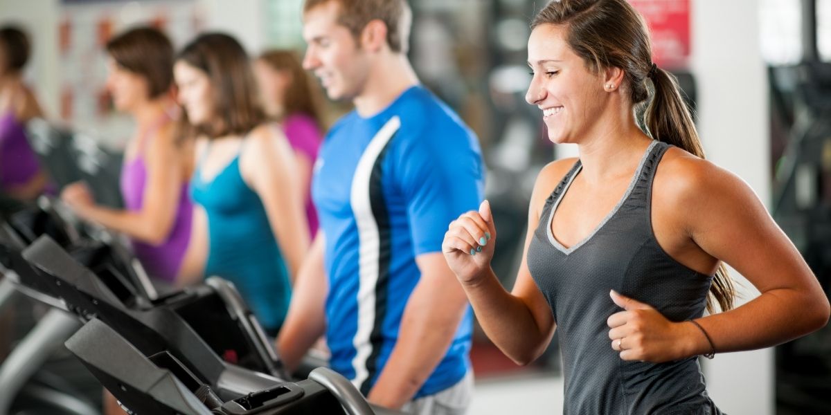 People running on a treadmill