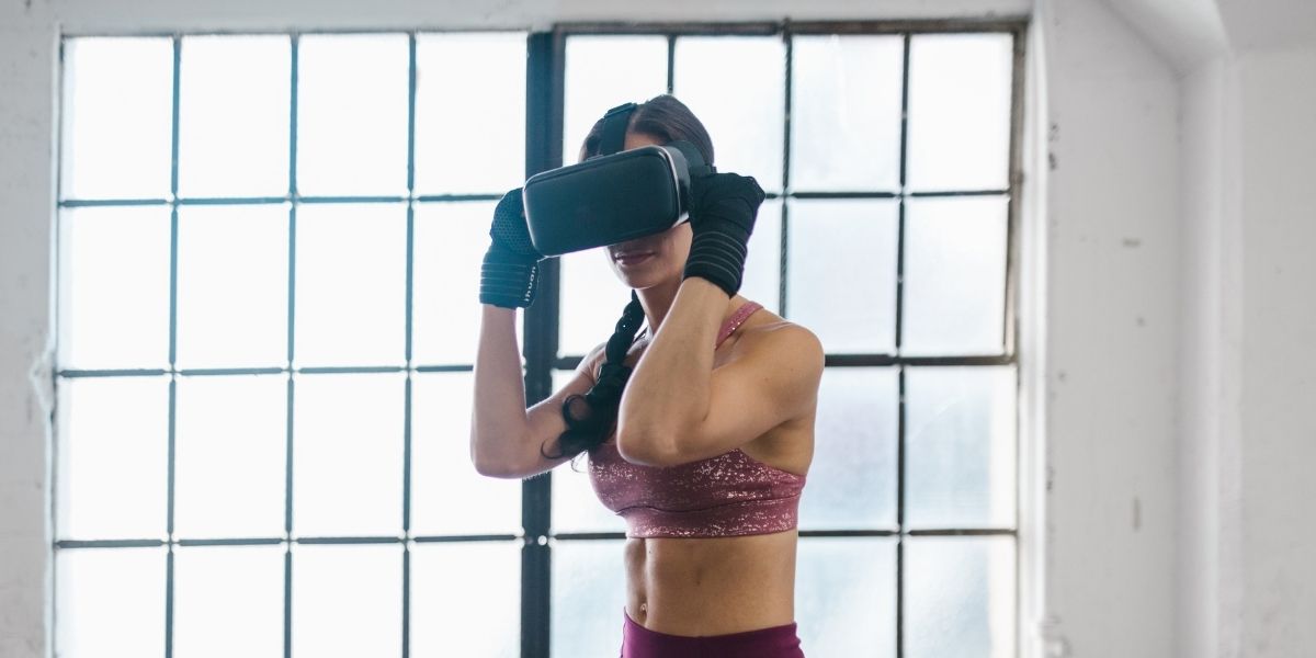woman boxing with a vr headset on